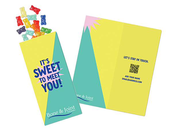 gummy bears and greeting card