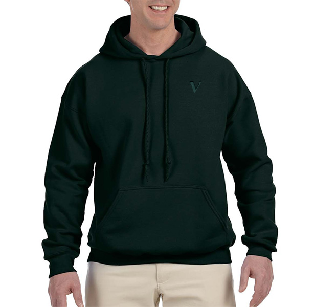 man wearing forest green hoodie