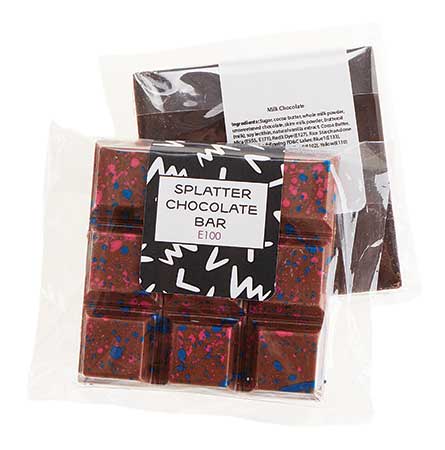 splatter chocolate bar