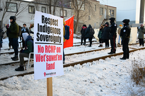 Railroad track protest