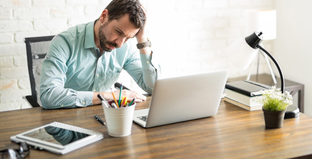 Man frustrated working from home