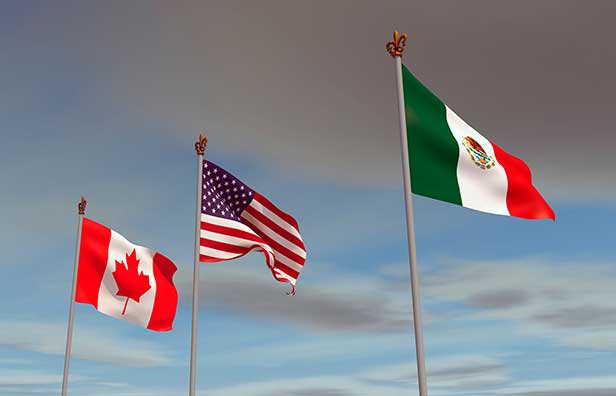 US, Canada, Mexico Flags