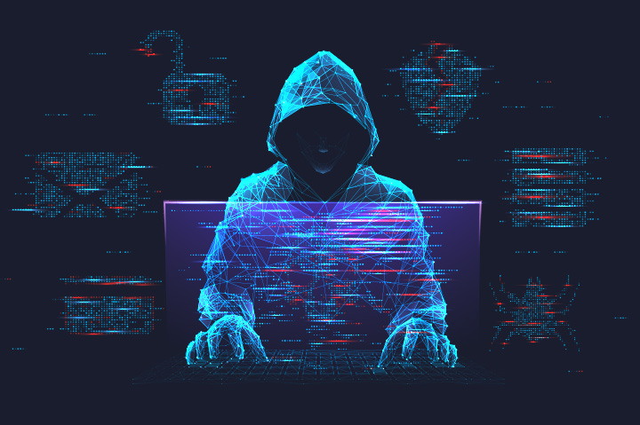 hacker digital scammer, digital illustration