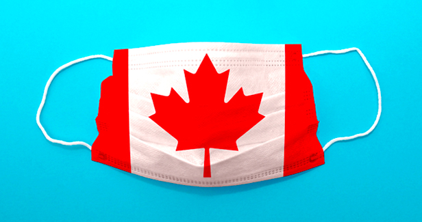 Canadian flag on face mask