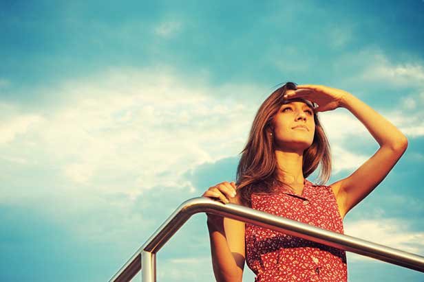 Young woman looking ahead