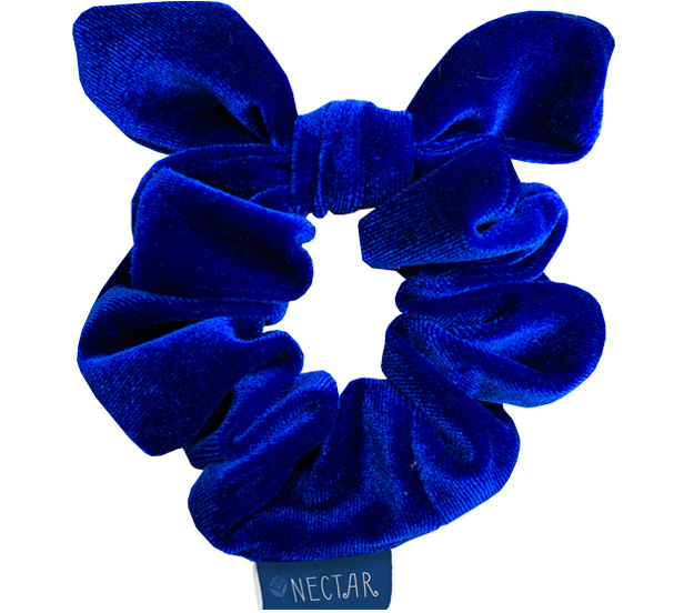 Cobalt blue velvet scrunchie