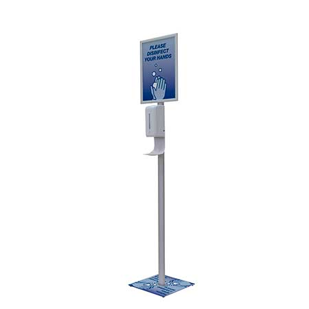 Pedestal-style touch-free 850-ml sanitizer display