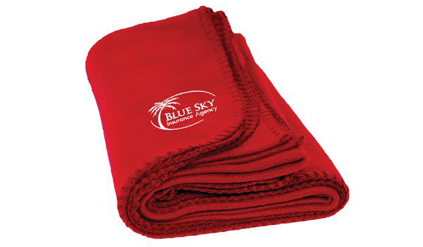 Red fleece blanket folded