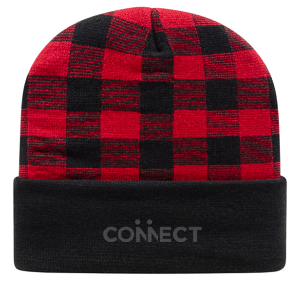 Red & black checked beanie