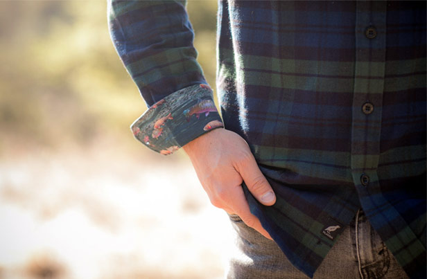 Man wearing flannel shirt