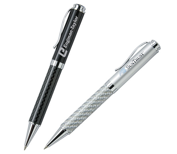 Two pens, black and silver