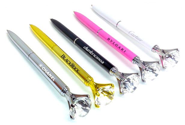 colorful pens with faux diamond tops