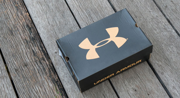 Black Under Armour shoe box