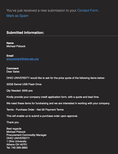 scam phishing email