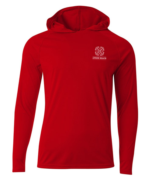 Red long-sleeve raglan hoodie