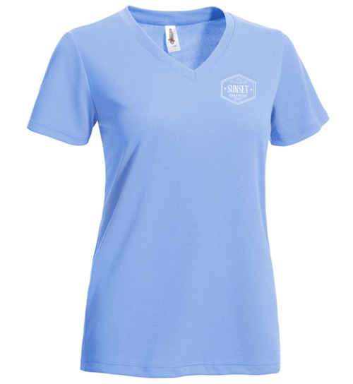 Blue v-neck women's tee