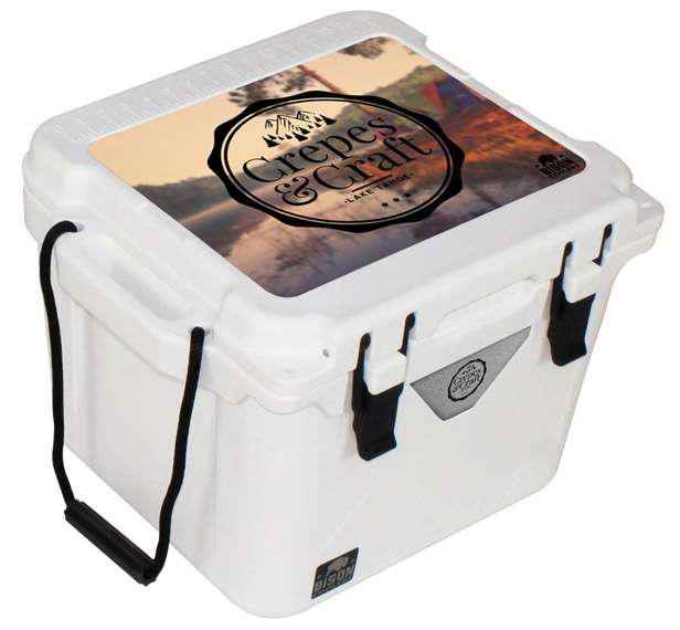 white insulated cooler