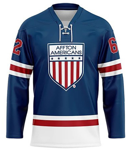 blue 6-panel lace-up hockey jersey