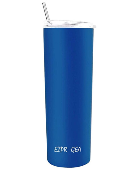 royal blue tumbler with straw