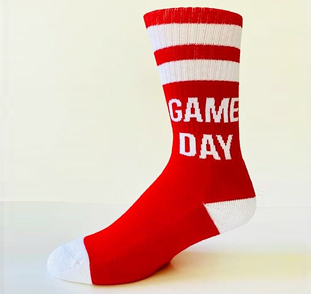 red & white crew sock