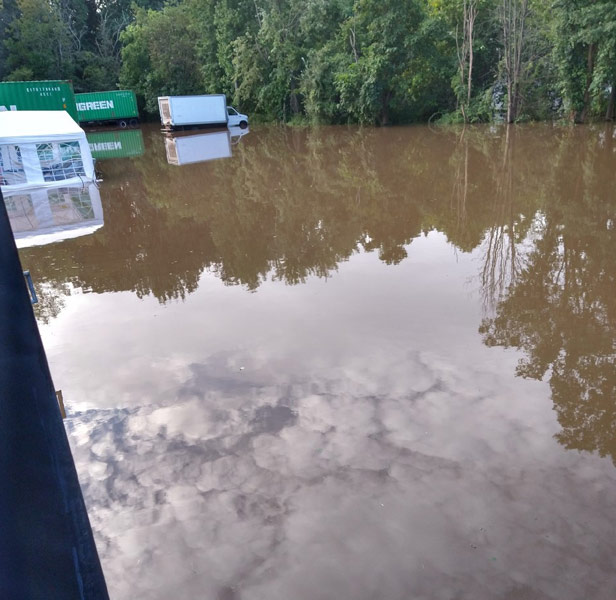 flooded parking lot