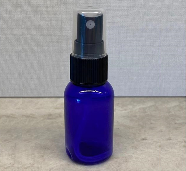 blue bottle of antibacterial spray