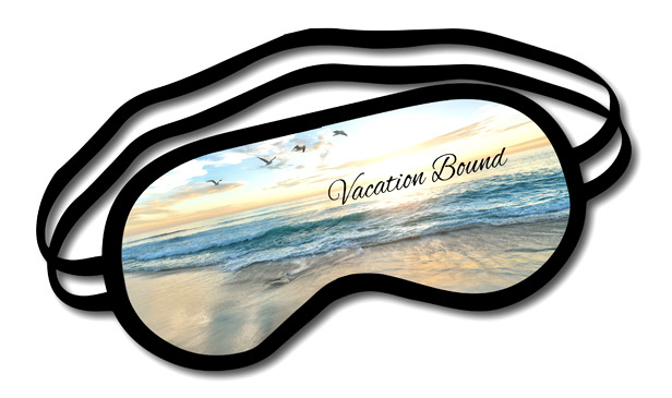 sleep mask with beach scene