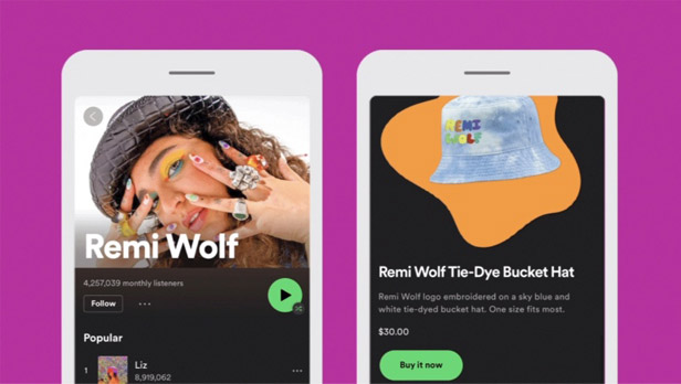 screenshot of Spotify and Shopify