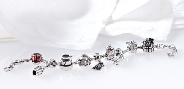 silver bracelet with charm beads