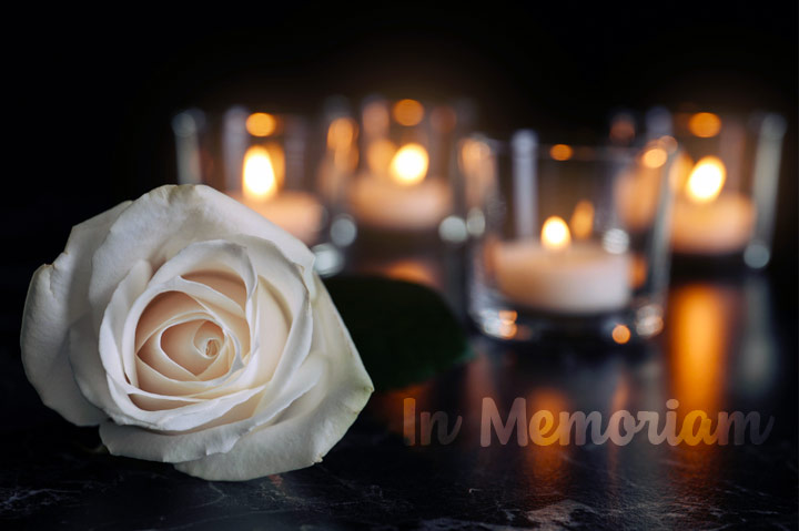 In Memoriam rose and candles