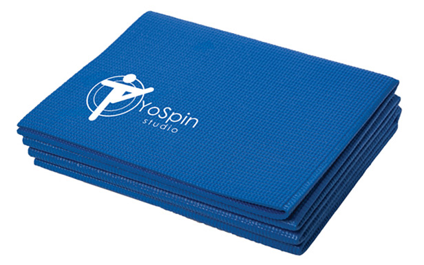 blue yoga mat folded