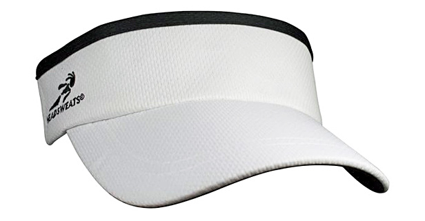 white visor with black trim