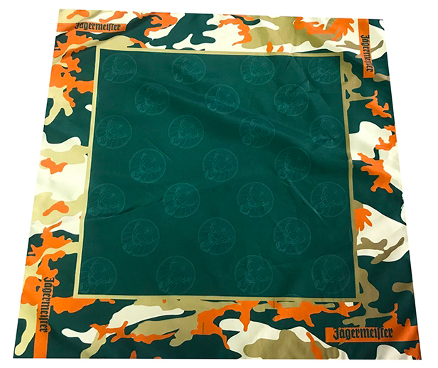 square green and orange bandanna