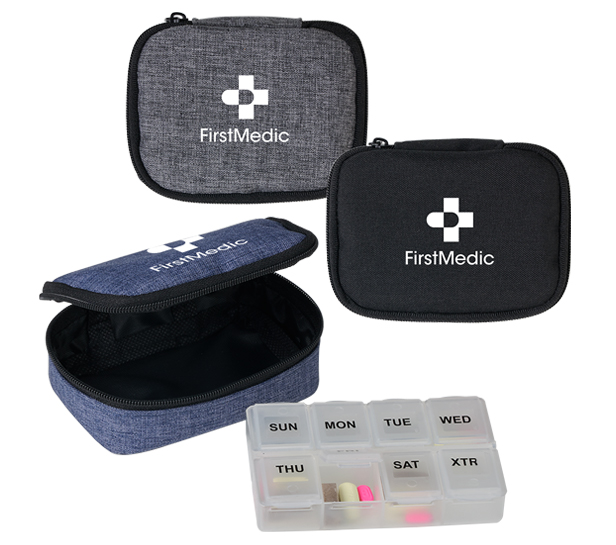 pill containers with carrying case