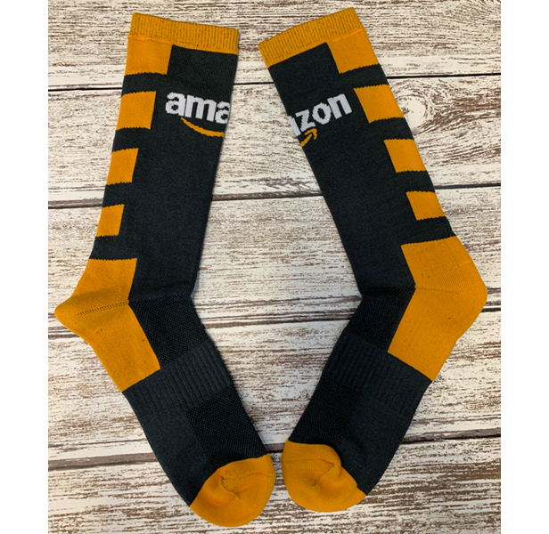 orange and black socks