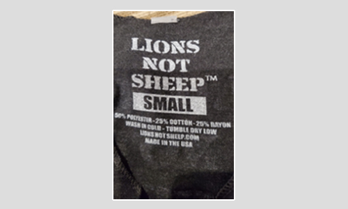 Lions Not Sheep screen print on t-shirt