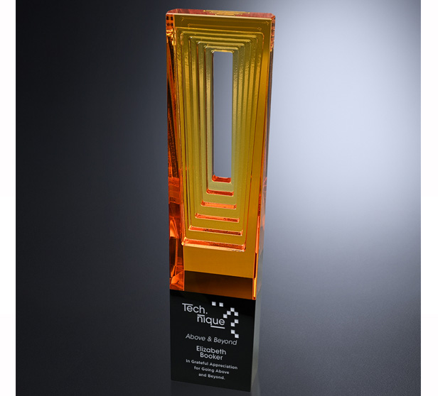 crystal award on black base