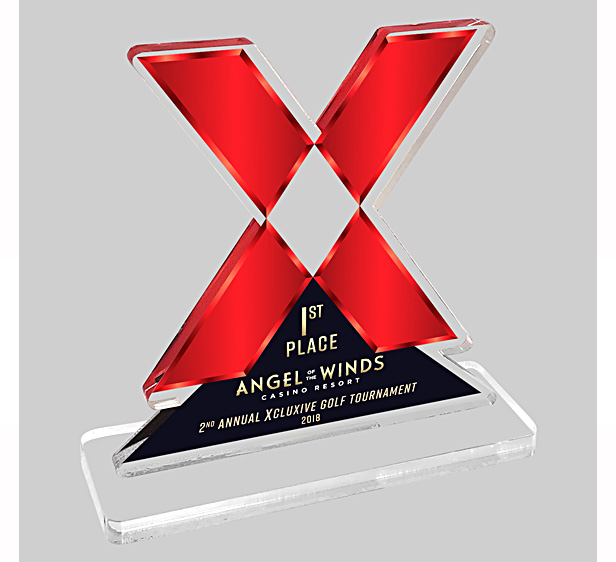 custom x-shaped acrylic award