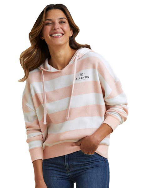 woman wearing striped hoodie