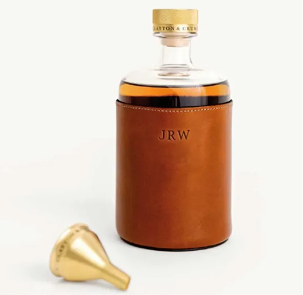 full-grain leather decanter