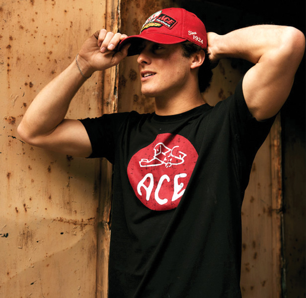 ale model wearing ACE Hardware hat and t-shirt
