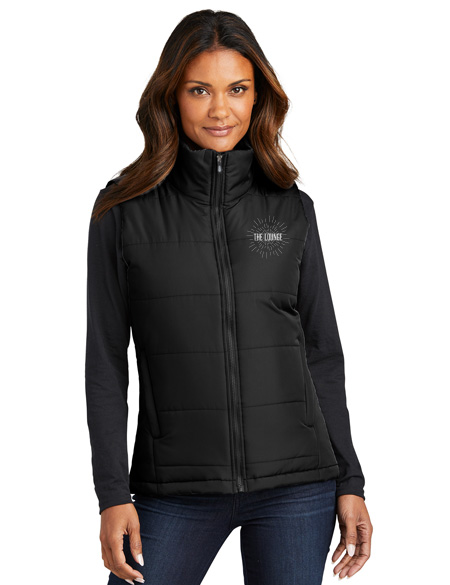 woman wearing black puffer vest