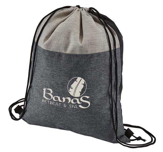 heathered gray drawstring bags