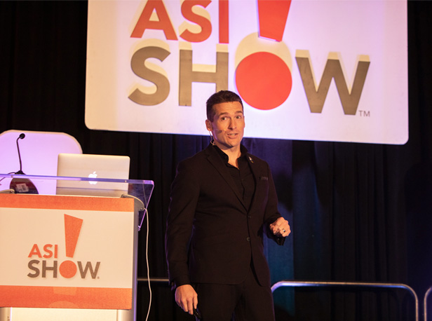 Shawn Rhodes speaking on ASI show stage