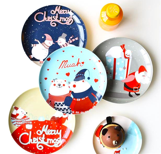 Christmas-themed plates