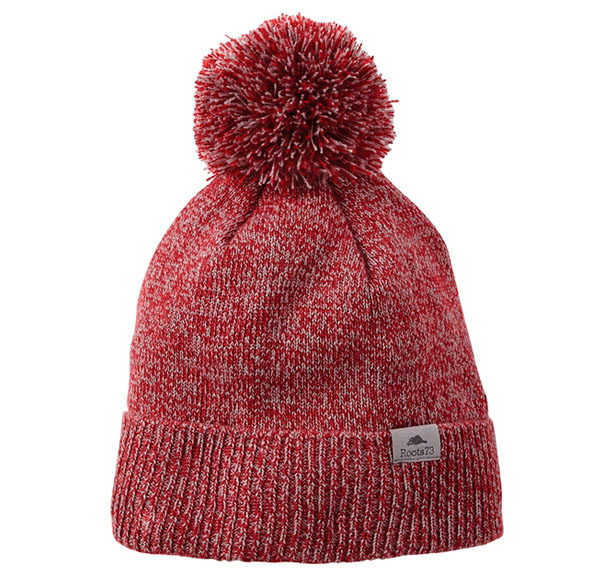 red knit pom-pom hat