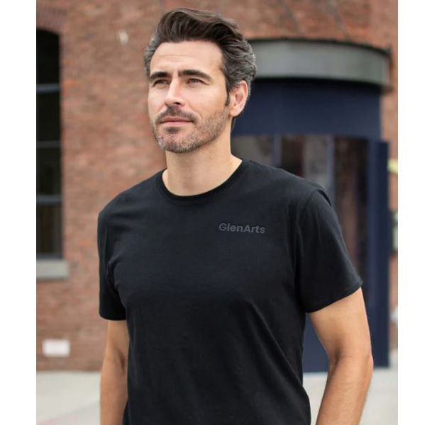 man wearing black tee