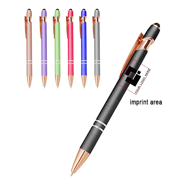 rose gold pens with stylus, assorted colors