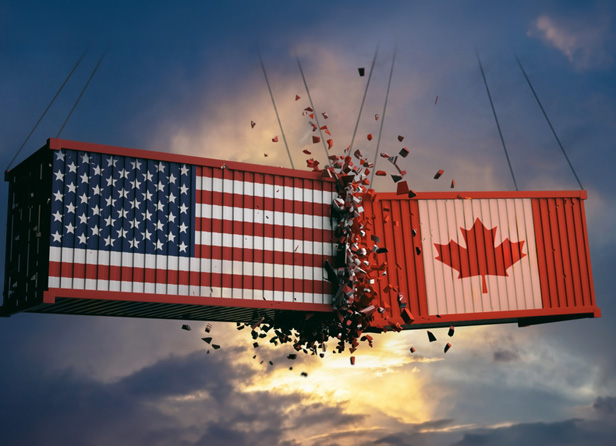 Canada US Tariff Cargo Stock Image