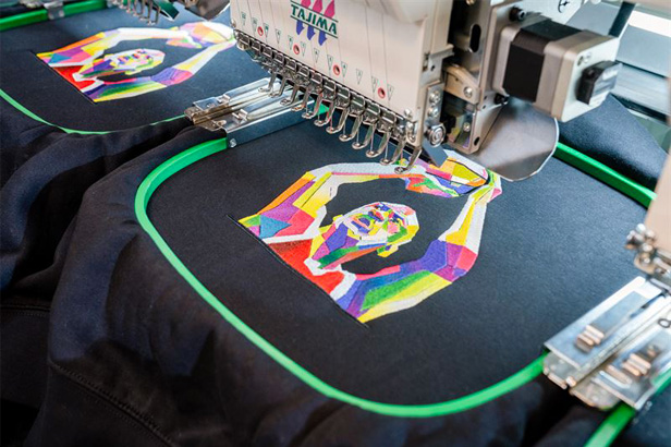 embroidery machine threading image of Michael Jordan